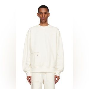 NWT Rains Unisex Winter White Pullover Track Sweatshirt with Zip Pocket size XL